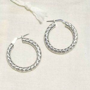 NWT Made in Italy 925 Sterling Silver Weave Hoop Earrings The Current New York